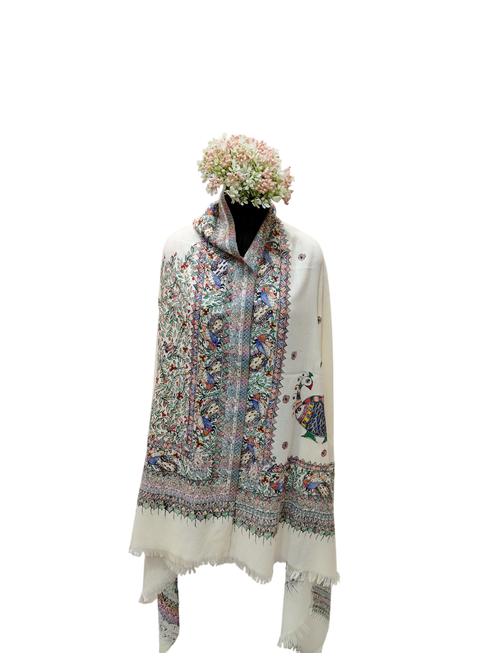 Handpainted Madhubani Pashmina Shawl – A Timeless Masterpiece